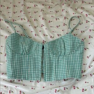 Green Gingham Women's Top